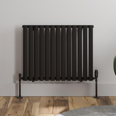 Black Oval Column Designer Radiator Vertical Horizontal 600 x 780mm Single Panel