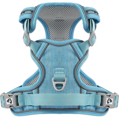 Harnais Anti Traction pour Chien, Harnais Chiot Chien Réfléchissant Réglable avec Attache Devant, Arnet Moyen et Grand, Bleu Clair, S (1/5)