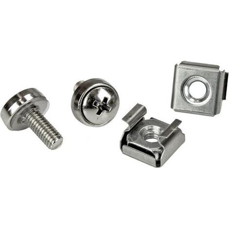 Startech Kit de tornillos y tuercas plateadas para rack (1/4)