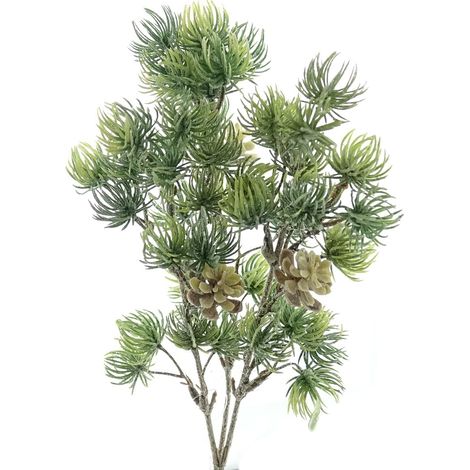 Weihnachtsdeko Zedernzweig mit 3 Zapfen gefrostet 46 cm - Kunstblumen