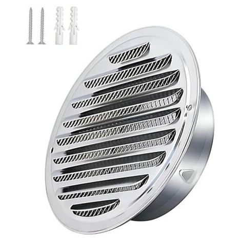 Pair Acier Inoxydable Rond Grille de Ventilation de Tuyau D'échappement 180mm, Capot de Sortie D'air, Grille D'évacuation D'air Ronde, Hotte de Désenfumage Avec Moustiquaire (1/5)