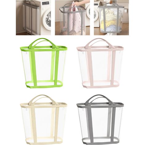 Cesto de ropa de malla con estructura rígida, impermeable y de gran capacidad para dormitorio/baño – almacenamiento en el hogar (Beige) (1/4)