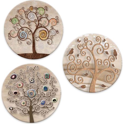 Lupia - SOTTOTUTTO Rotondo Collezione TREE Set assortito Sottobicchiere, Sottopiatto o Sottopentola, segnaposto, bomboniera in legno decorato con stampa 48 pz Ø 20 cm sotto piatto, pentola