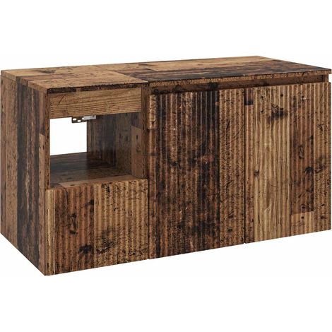 Bathroom Furniture Set 2 pcs Old Wood Engineered Wood vidaXL (1/5)