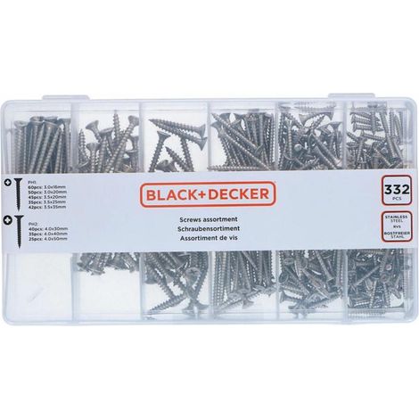 Kit di viti Black Decker 332 viti acciaio inox leggero