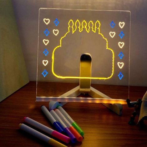 Tableau de Notes LED avec Couleurs, Tableau EffaçAble à Sec en Acrylique avec LumièRe, Tableau Marqueur de Message en Acrylique (1/5)