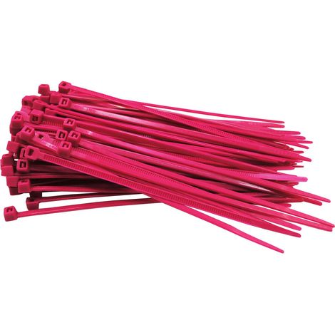 Lot de 100 serre-câbles roses - 100 mm x 2,5 mm - 8,1 kg - Force de traction (1/5)