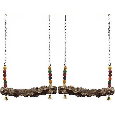 Lot de 2 balançoires pour poules et oiseaux, jouets en bois naturel pour oiseaux et perroquets (1/5)