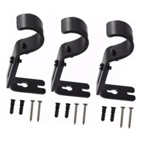 (Noir)Support de tringle à rideau Lot de 3 - Fer durable - Installation facile - Charge élevée