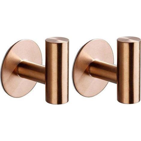 (Roségold) 2-teiliges Set selbstklebender Wandhaken für Bad, Küche, Bilderaufhängung (kein Bohren erforderlich), selbstklebende Handtuchhaken aus Edelstahl (1/4)
