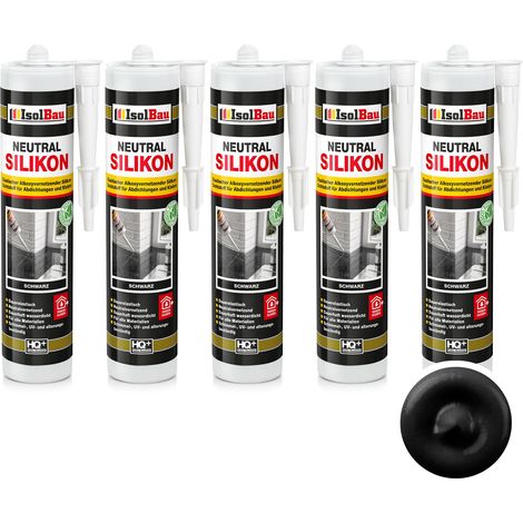Neutralsilikon Naturstein Silikon Marmor Sanitär Inn/Auß 5 x 300ml Schwarz (1/5)