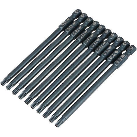 10-teiliges Set mit 100 mm langen, 1/4"-Sechskant-T25-Magnet-Sicherheits-Sternkopf-Schraubendreherbits