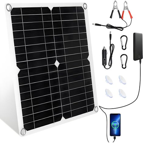 【12W Panneau Solaire Portable 16V Kit】12W IP67 Chargeur Solaire 2-Port USB Mini Panneau Solaire Camera Exterieur Maintien de Charge Batterie Chargeurs Solaires Pour Téléphones Camping Car Moto (1/5)