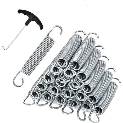 Paquete de 20 resortes para trampolín, resortes galvanizados de alta resistencia, con herramienta de extracción en forma de T, 13,5 cm.