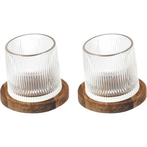 Lot de 2 verres à whisky avec support en acacia - VANDOR (1/5)