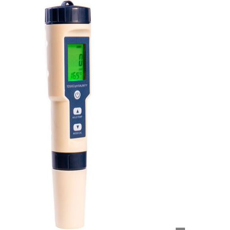Testeur Ph - Multifonction 5-en-1 pH TDS EC Salinité Température - Écran LCD Rétroéclairé Vert - Étanchéité IP67 - Précision 0,01 pH - 0 à 60 °C - 1 Pièce (1/5)