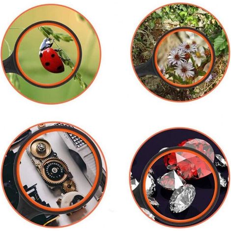 Children's 10x magnifying glass with non-slip rubber handle – 75 mm diameter, ideal for scientific discovery and detailed observation