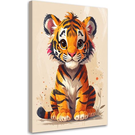 Impression sur Toile, Bébé tigre coloré animal de safari,20x30 (1/4)