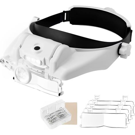 Loupes frontales à LED – 15 grossissements – 6 lentilles (1,5x à 13x) – Sans poignée – pour la bijouterie, la réparation de montres, les extensions de cils, les loisirs créatifs et la lecture (1/5)