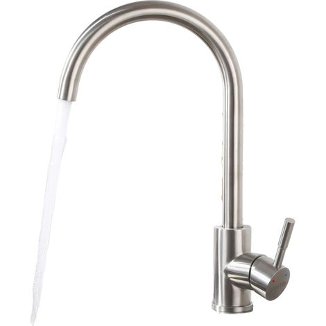Grifo de cocina, acero inoxidable 304, giratorio 360°, cromado, G3/8 (1/5)
