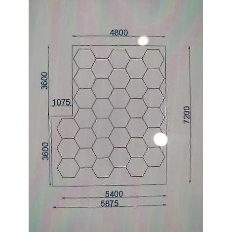 Plafonnier LED hexagonal personnalisé avec bordure bleue pour garage, idéal pour le detailing automobile (voir photo 2). (1/5)