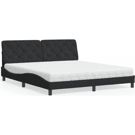Bett mit Matratze Schwarz 180x200 cm Samt