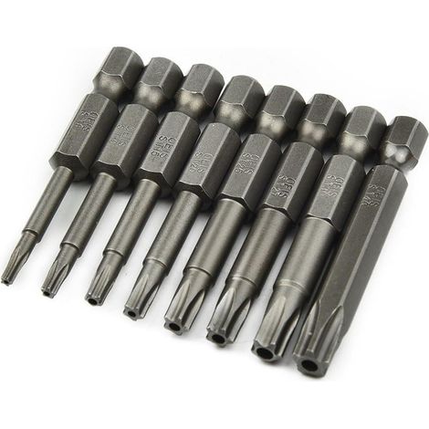 Embouts impact, 8 embouts/T8-T40/50mm/acier allié, argenté (1/5)