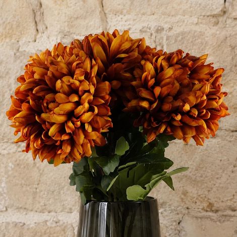 Pack of 6 x 75cm Extra Large Reflex Chrysanthemum - Orange - Premium Quality (1/5)