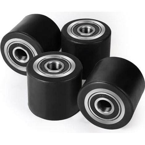 roues pour palettes, roues en caoutchouc avec roulements à billes 80 x 70 mm, axe de 20 mm, absorbant les chocs et résistantes à l'usure, capacité de charge 600 kg (1/4)