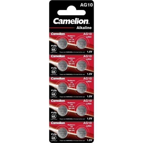 Camelion AG10 /LR1130/389/390/LR54 Blister de 10 Piles 0% de Mercure
