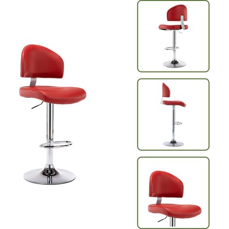 The Living Store Tabouret de bar Rouge bordeaux Similicuir - Confort d'assise (1/5)