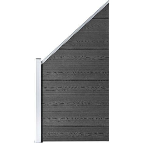 Clôture WPC/Ensemble de Panneau de Clôture,Barrière de jardin 619x(105-186) cm Noir -52381 (1/5)