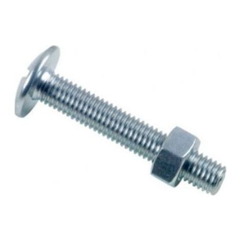 Boulon poêlier tête ronde large fendue en croix 6 x 100 mm Zingué - Boite de 100 pcs - Fixtout BRL0610002B (1/5)