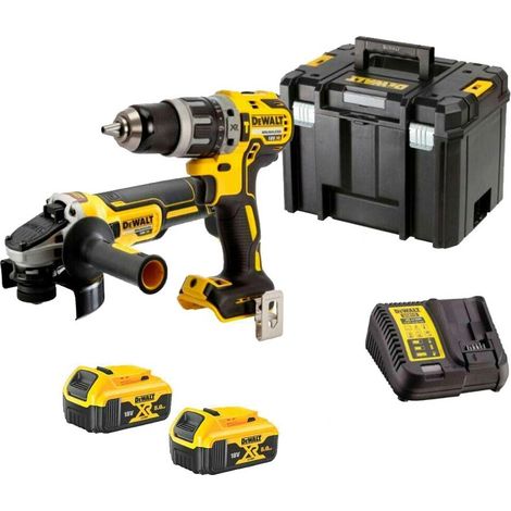 Batteria combinata DeWALT 18V DCK2080P2T: DCD796 + DCG405 + 2x 5,0 Ah + caricatore
