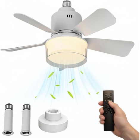 Ventilateur de plafond silencieux à LED 24W – Télécommande – 4 vitesses réglables – Éclairage dimmable 3000K à 6000K – Pour salon et chambre - Blanc (1/5)