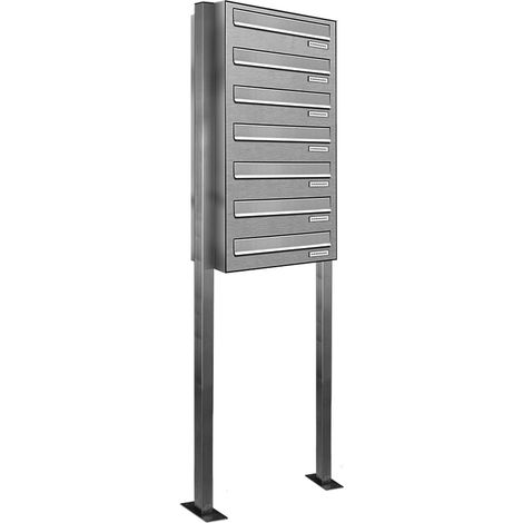 7er V2A Edelstahl Standbriefkasten Freistehend Durchwurfanlage (1/5)