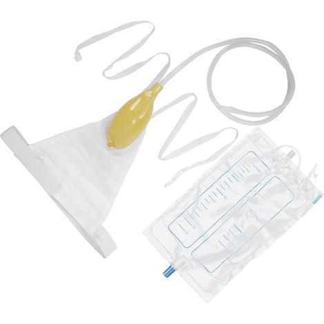 Urinoir masculin, dispositif d'urination avec entonnoir et poche à urine pour patients âgés alités, 1000 ml (1/5)