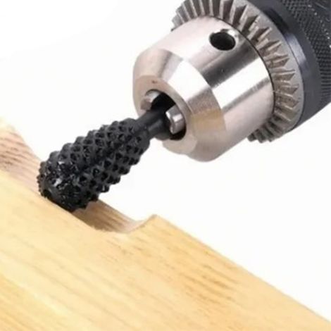 5-teiliges Set geschärfter Hartmetall-Rotationsfeilen, 6,35 mm Schaft, Kohlenstoffstahl, Meißelset für die Holzbearbeitung, Schwarz (1/5)