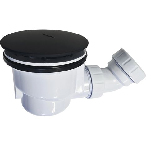 Black Finish 90mm High Flow Bathroom Shower Waste Inc Satin Black Cap