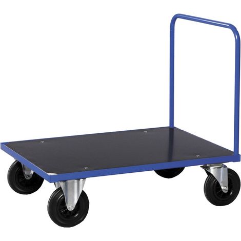 Kongamek Plattformwagen in blau 1000x700x900mm mit offenem Schiebegriff und Gummibereifung ohne Bremse