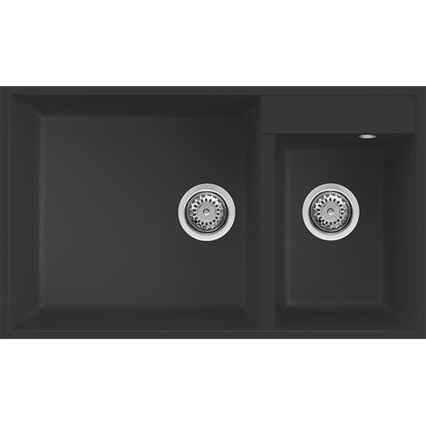 Lavello Elleci Incasso 2 vasche 78,5x47 Quadra 440 Sottotop Granitek Nero LGQ44040BSO