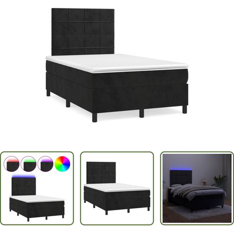 vidaXL Cama box spring con colchón y LED terciopelo negro 120x190 cm (1/5)