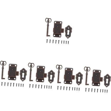 Lot de 5 verrous à clé de style antique pour meubles (1/5)