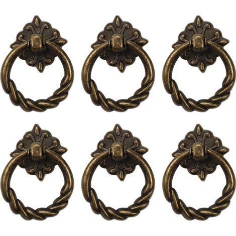 Stück Vintage-Bronze-Tropfenringknöpfe und -griffe für Kommodenschubladen