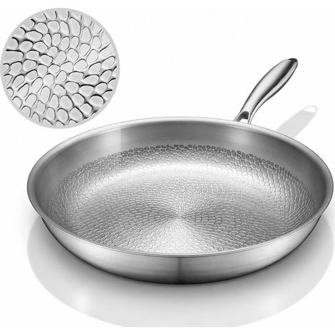 Poêle en titane, poêle antiadhésive de 12 pouces titane pur martelé sans revêtement, poêle à induction et four Safety fagot poêle, compatible avec toutes les cuisinières (1/5)