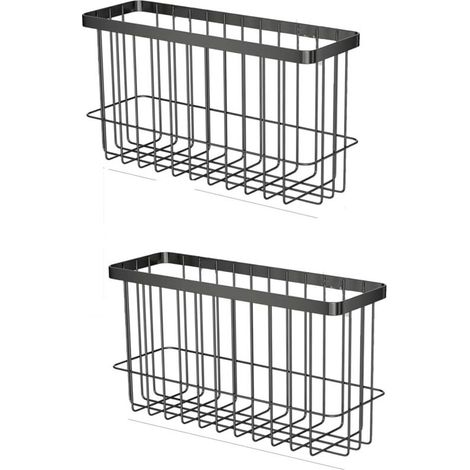 Lntyq 2 pièces Armoires de Cuisine Porte Boîte de Rangement,Adhésive Boîte de Rangement Murale,Armoire/Salle de Bains/Réfrigérateur Boîte D'organisation pour Articles Divers(Noir), Fer, 25.5157.5cm