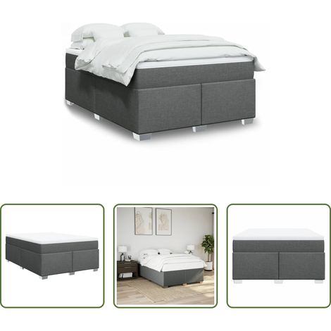 Matelas à ressorts ensachés - Sommier à lattes de lit avec matelas Gris foncé 140x190cm Tissu (1/5)