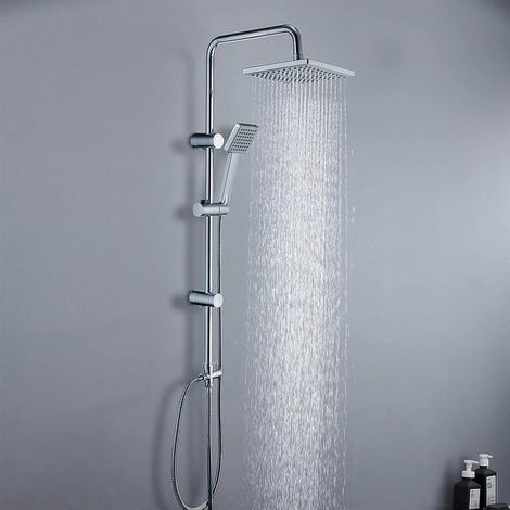 Set colonna doccia quadra cromata con doccetta e soffione in abs 1 Getto (1/5)