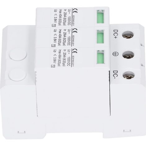 Parafoudre DC 1000V 40kA 3P Blanc Dispositif de Protection pour Système Photovoltaïque (1/5)
