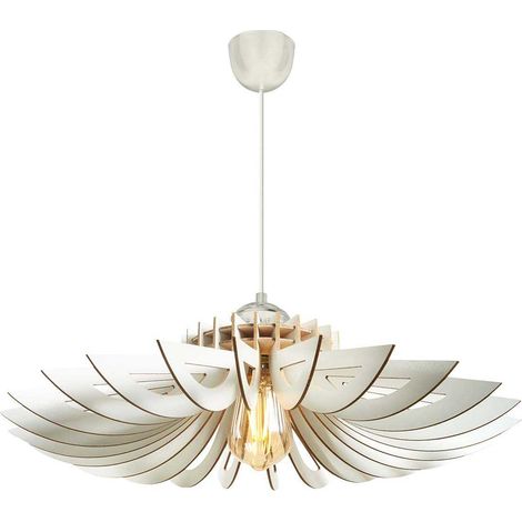 Suspension ajourée MDF 68 cm – Hauteur 50 cm – Couleur blanche – Douille E27 – Indice de protection IP20 – Ozaia (1/4)